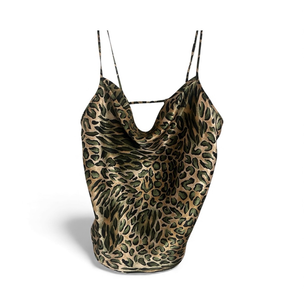 Leopard Print Cowl Neck Tank Top